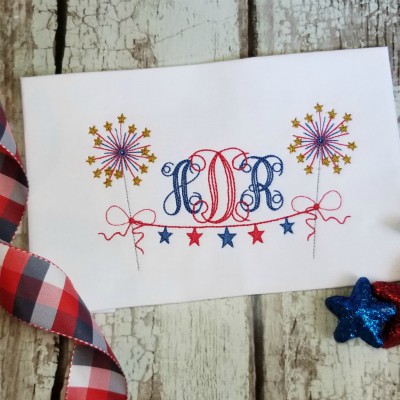 stars with sparklers bunting embroidery